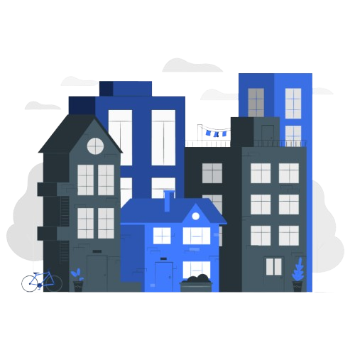 Illustration of houses and apartment buildings